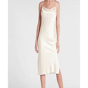 NWT Express Satin Cowl Neck MIDI Slip Dress